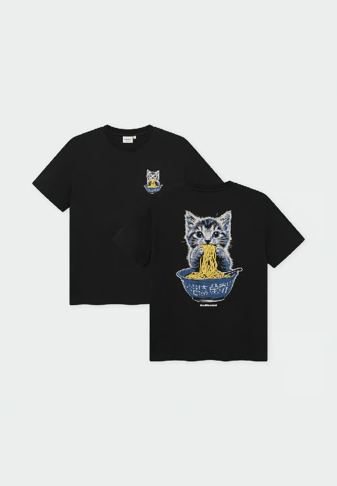T-shirt Stockholm Cat And Noodles Black - DEDICATED - HERREN | T-Shirts | Print-T-Shirts