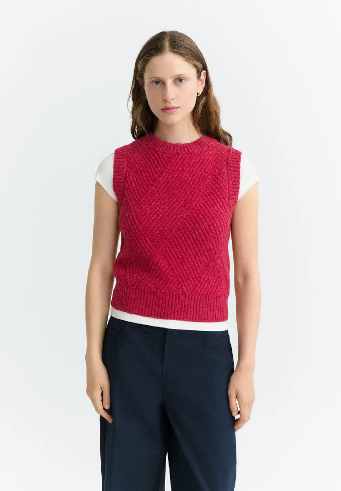 RED KAIA KNITTED VEST - THINKING MU - NEU