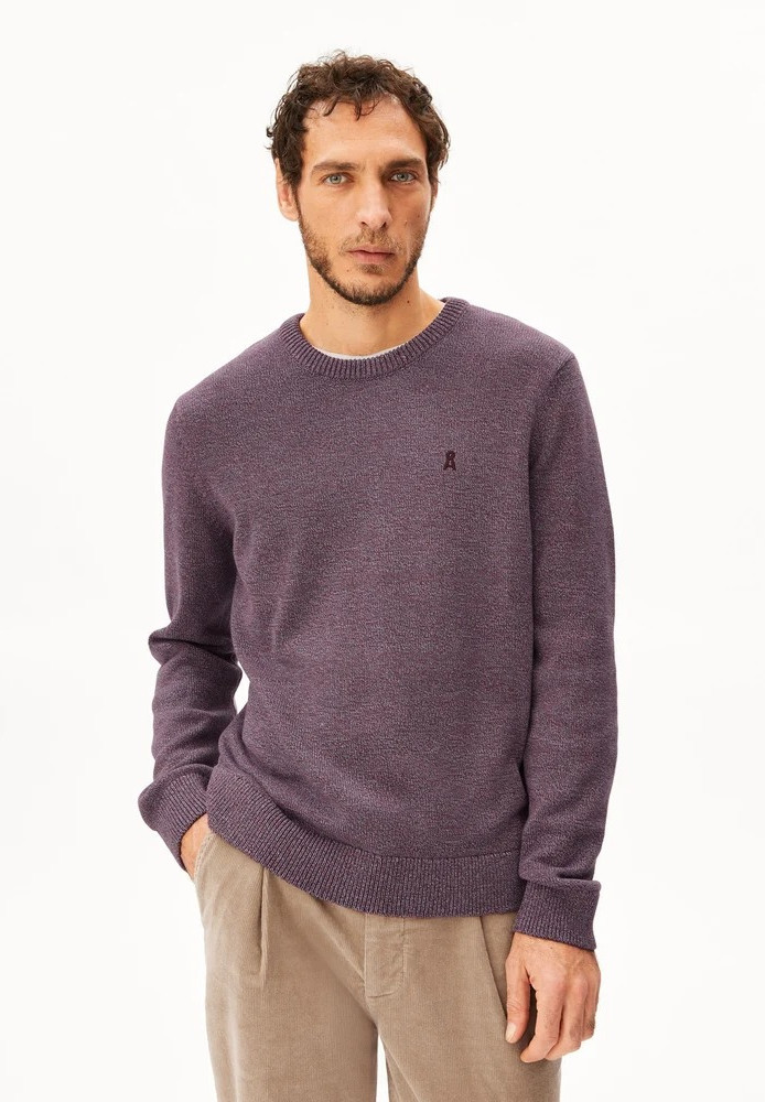 ALVAARIO KNIT SWEATER velvet red-moonlit lilac-dusty moon - ARMEDANGELS - HERREN | Pullover & Cardigans