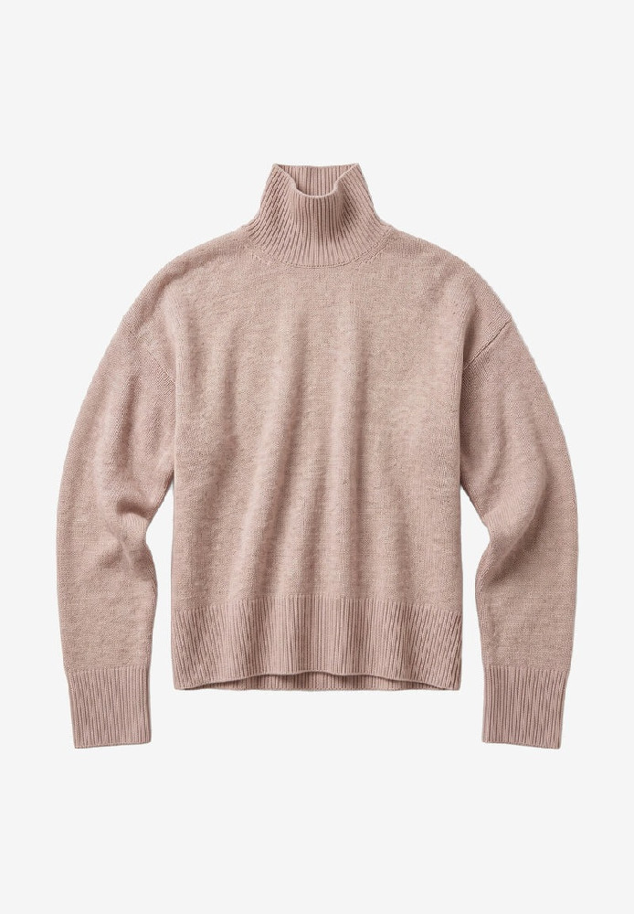Lambswool high neck sweater Nature Melange - Knowledge Cotton Apparel - MARKEN | Knowledge Cotton Apparel