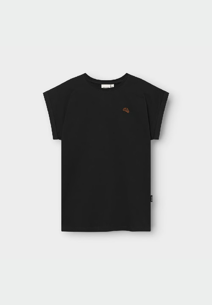 T-shirt Visby Croissant EMB Black - DEDICATED - DAMEN | T-Shirts | Print-T-Shirts