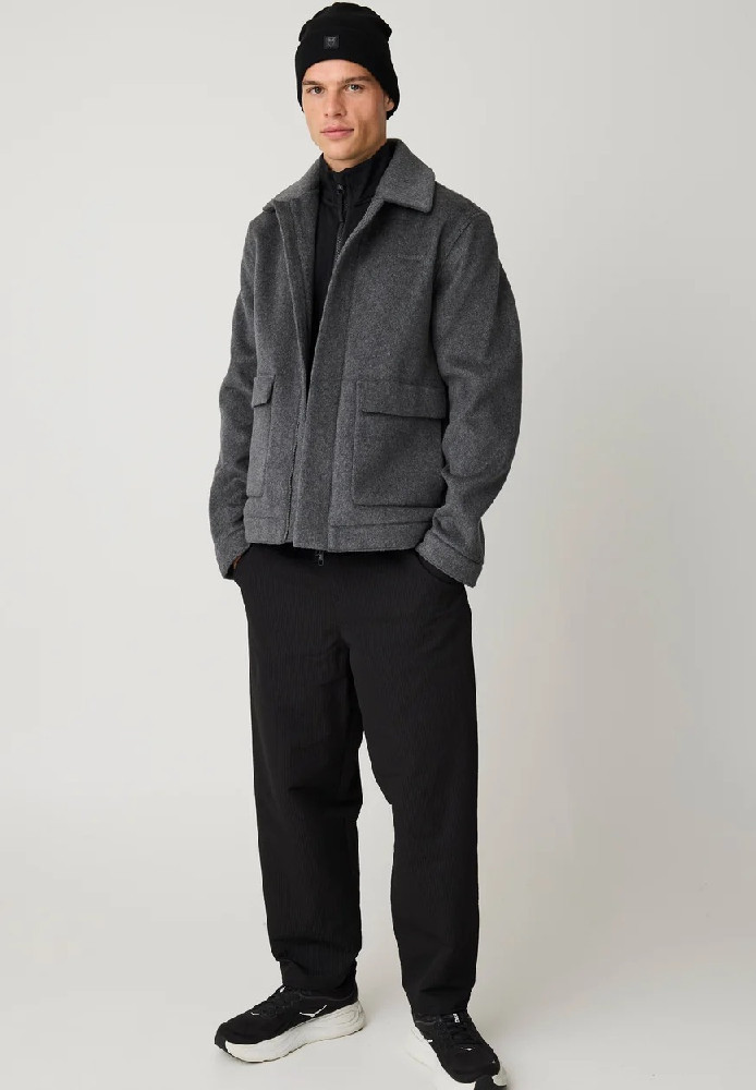 Wool Jacket Dark Grey Melange - Knowledge Cotton Apparel - MARKEN | Knowledge Cotton Apparel