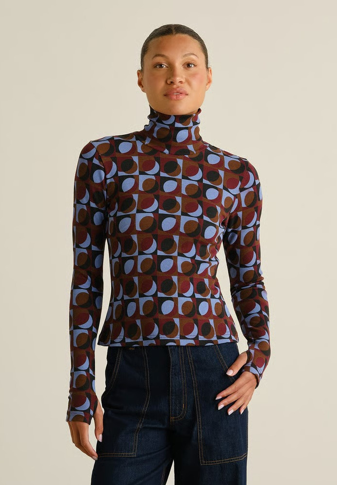 Rib Top Malma Retro Geo Multi Color - DEDICATED - DAMEN | Longsleeves