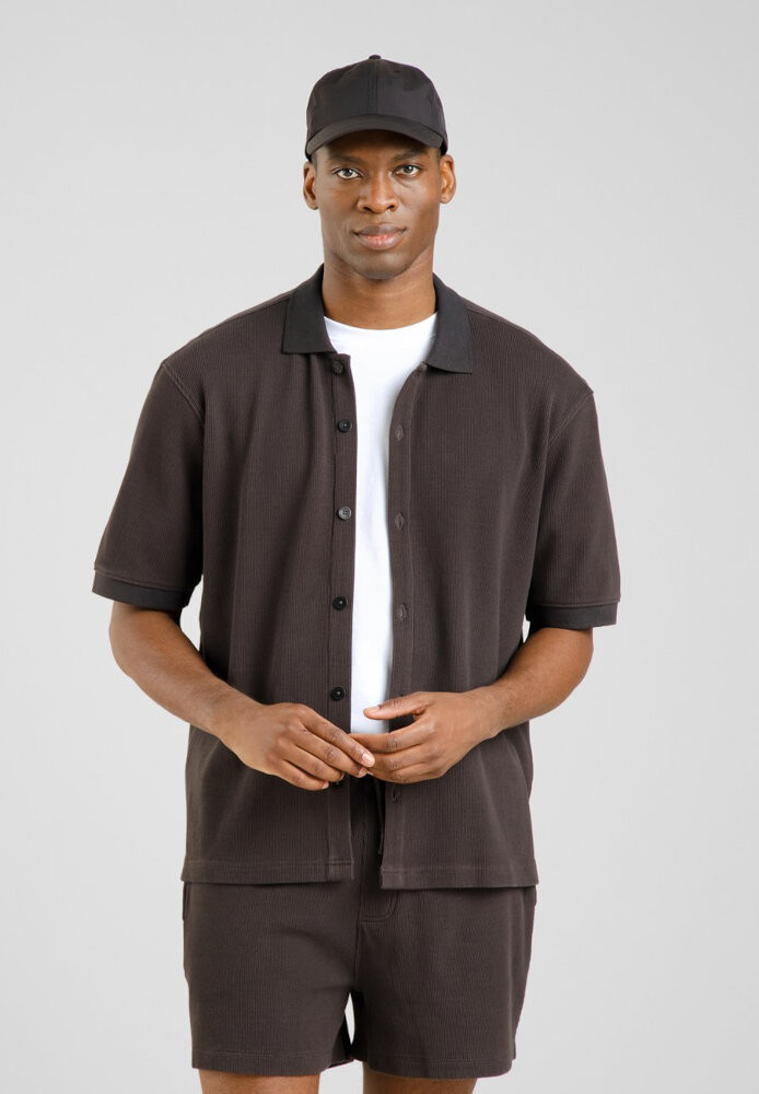 Shirt Falkvik Waffle Phantom Black - DEDICATED - NEU