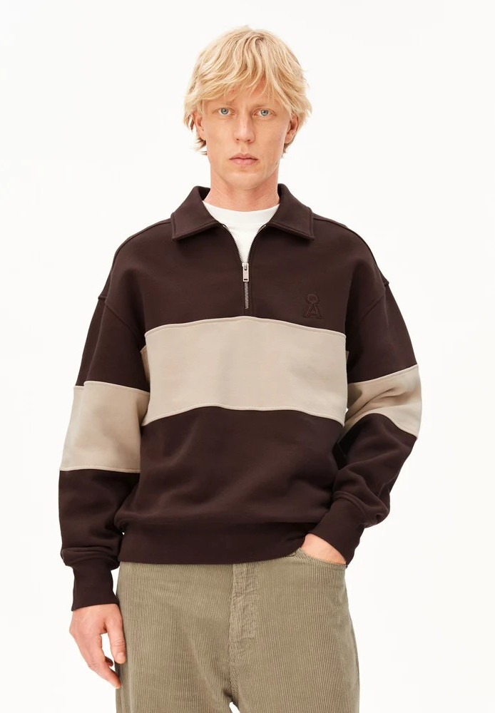 STRIPED TROYER SWEATSHIRT claystone - sand stone - ARMEDANGELS - HERREN | NEW IN