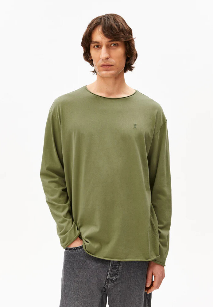 JAAMES LONGSLEEVE BRUSHED fatigue green - ARMEDANGELS - HERREN | Longsleeves