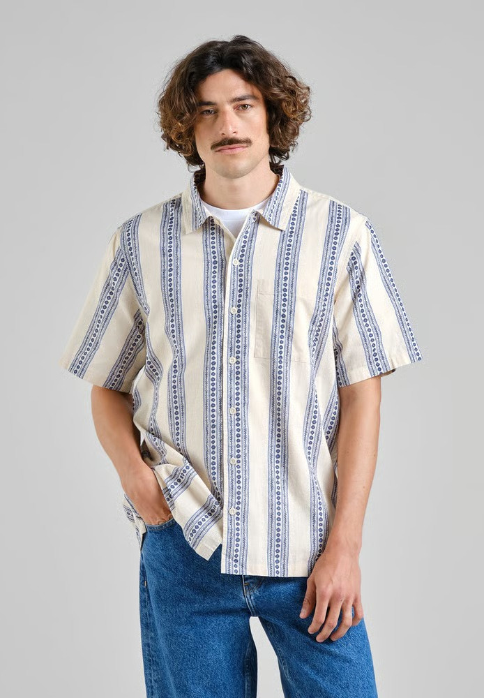 Shirt Brantevik Floral Stripe Blue - DEDICATED - HERREN | SALE