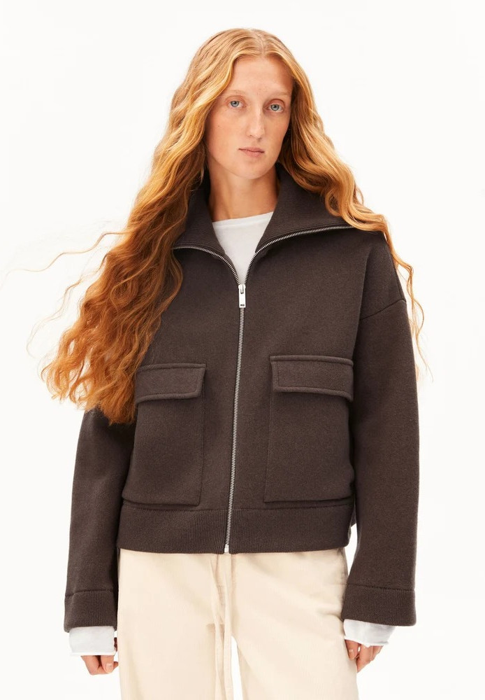 COTTON-WOOL KNIT JACKET claystone - ARMEDANGELS - NEU