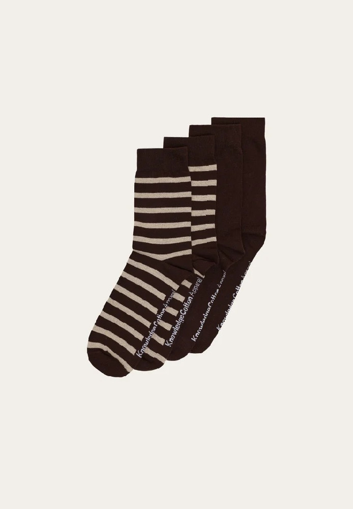 2 pack classic stripe socks Chocolate Torte - Knowledge Cotton Apparel - MARKEN | Knowledge Cotton Apparel