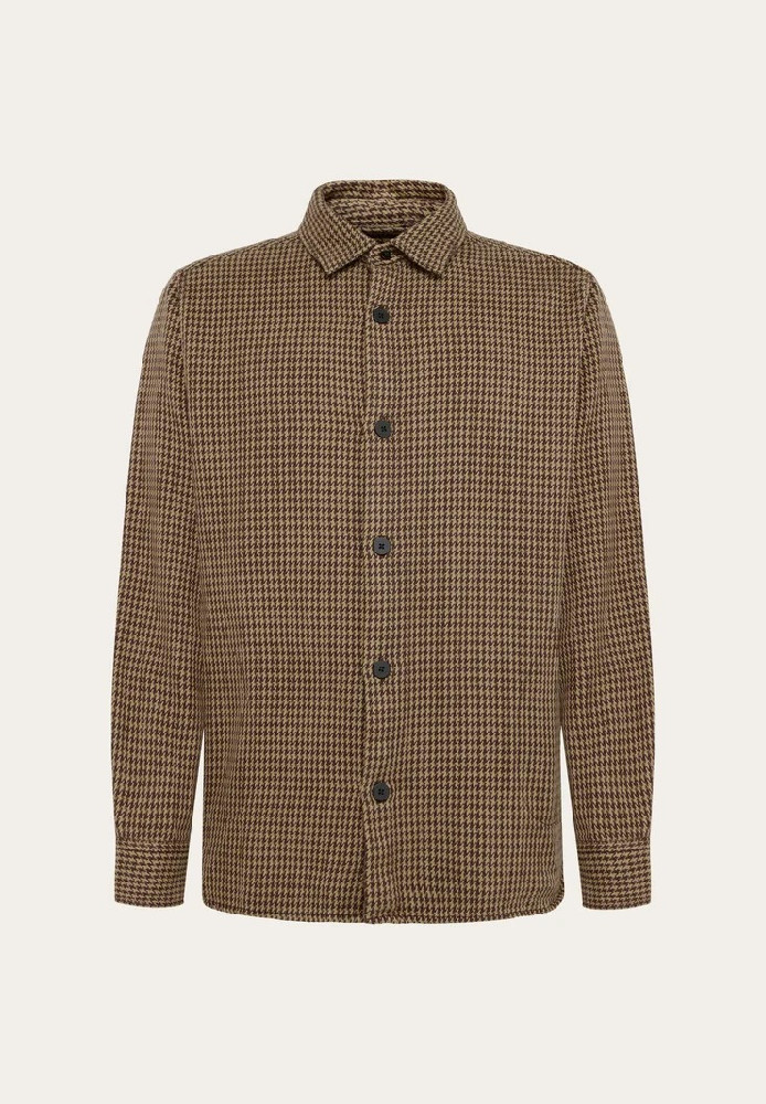 Loose houndtooth overshirt Dark Brown check - Knowledge Cotton Apparel - MARKEN | Knowledge Cotton Apparel