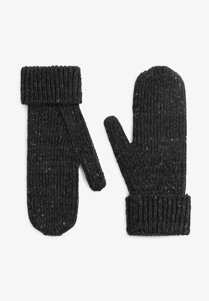 Knitted Mittens Speckled Black - ROTHOLZ - NEU