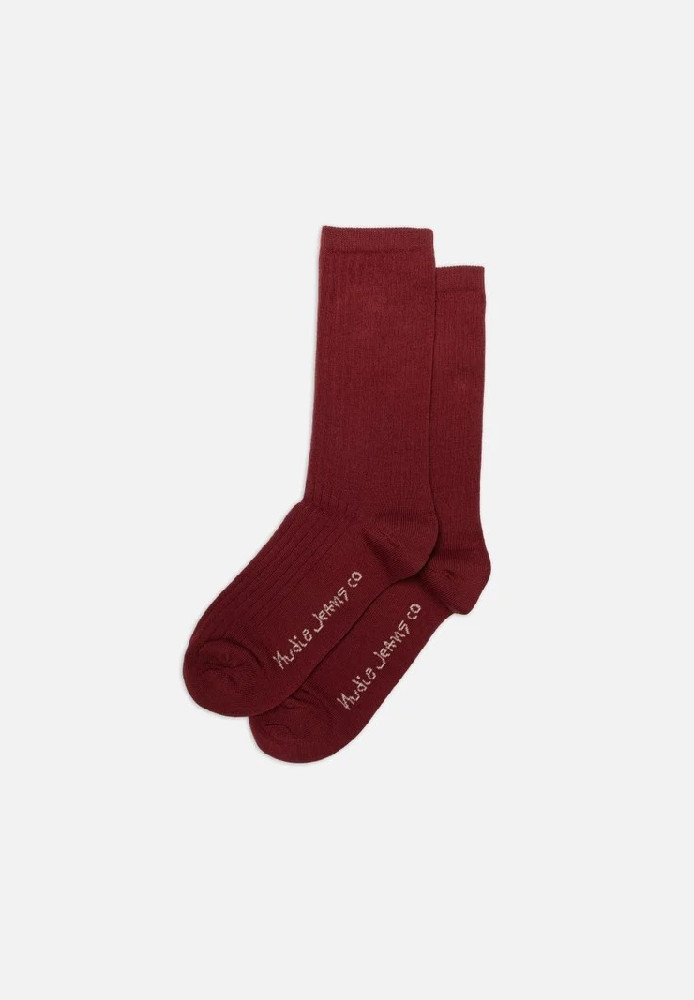 Women Cotton Ribbed Socks Burgundy - Nudie Jeans - MARKEN | Nudie Jeans