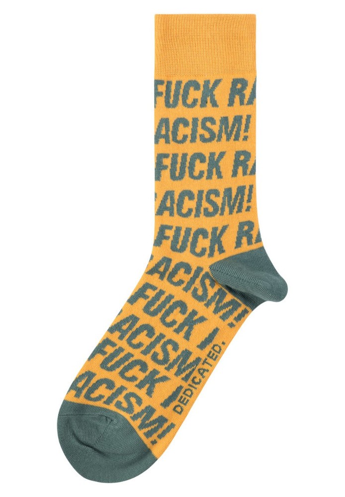 Socks Sigtuna Fuck Racism Pattern Honey Yellow - DEDICATED - NEU