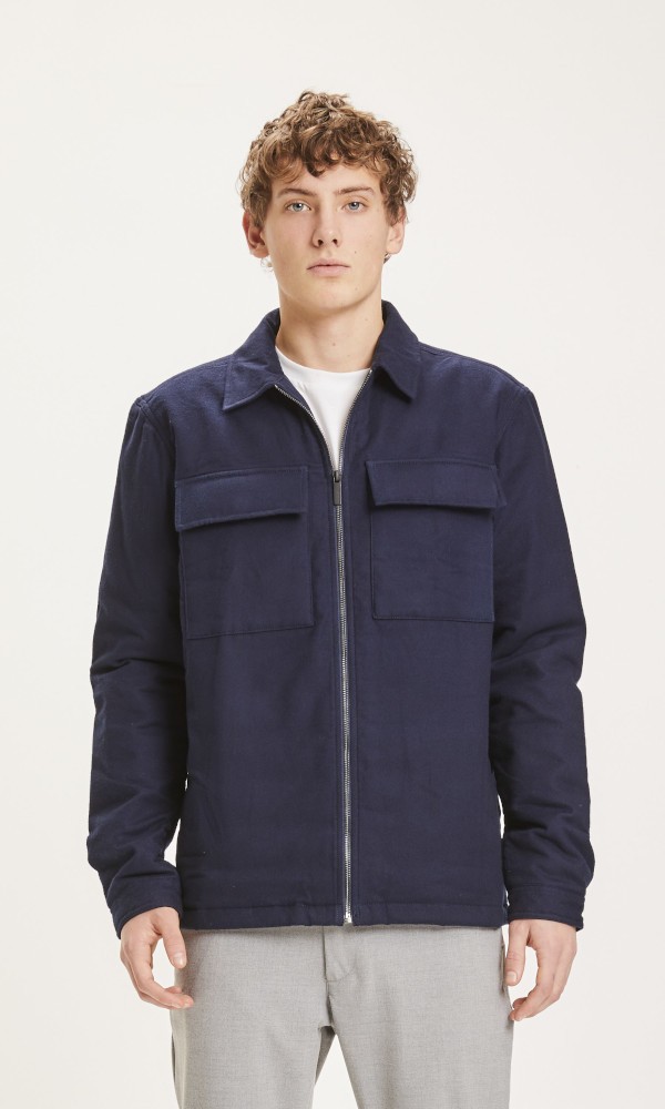 PINE quilted flannel zip overshirt Total Eclipse - Knowledge Cotton Apparel - HERREN | Hemden & Polos