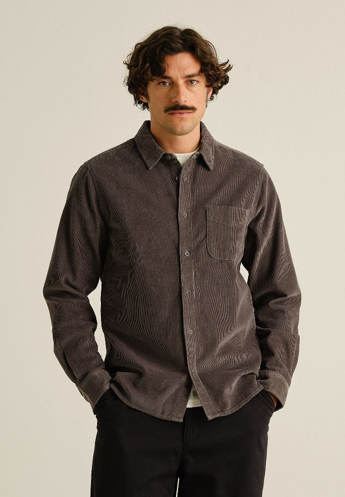 Shirt Varberg Corduroy Rock Grey - DEDICATED - NEU