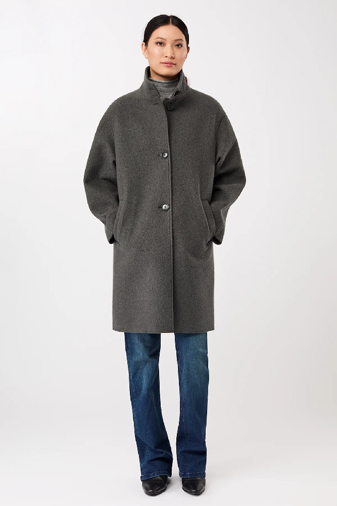 Kurzer Mantel aus Walk mit Membran platinum - LangerChen - NEU
