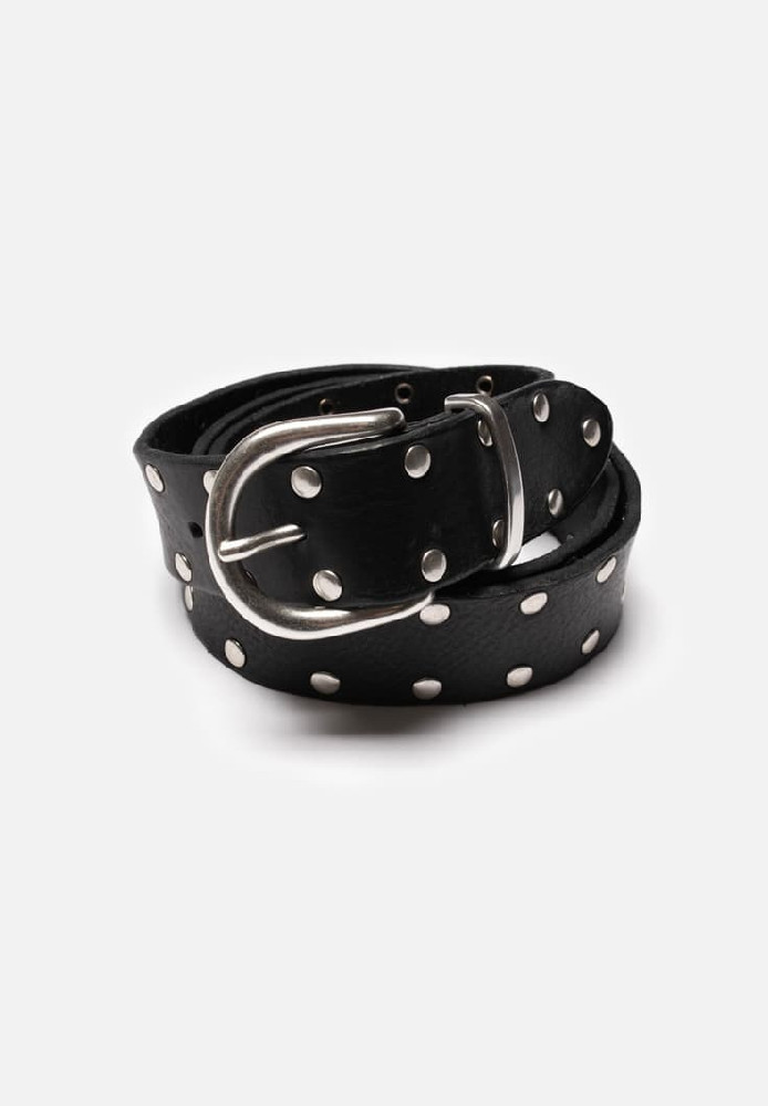 Silver Studded Leather Belt Black - Nudie Jeans - NEU