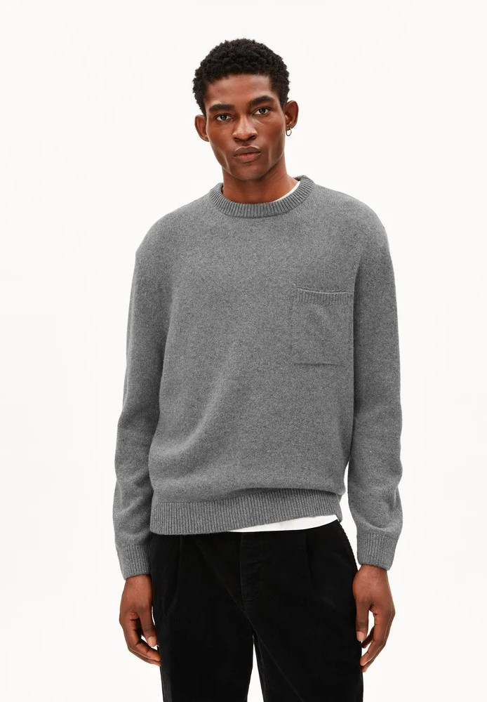 REC WOOL KNIT SWEATER mid silver melange - ARMEDANGELS - HERREN | Pullover & Cardigans