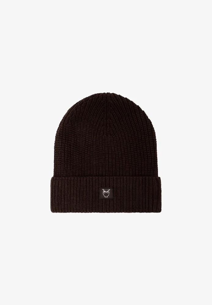 Rib badge beanie Chocolate Torte - Knowledge Cotton Apparel - MARKEN | Knowledge Cotton Apparel