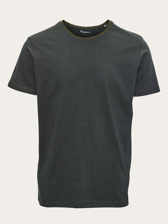 ALDER striped basic tee Forrest Night - Knowledge Cotton Apparel - HERREN | T-Shirts | Unifarben & Streifen