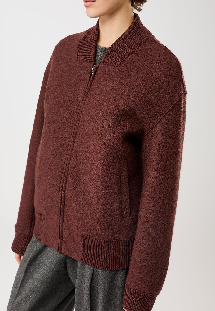 90er Bomber Style mit Rippe burgundy - LangerChen - NEU