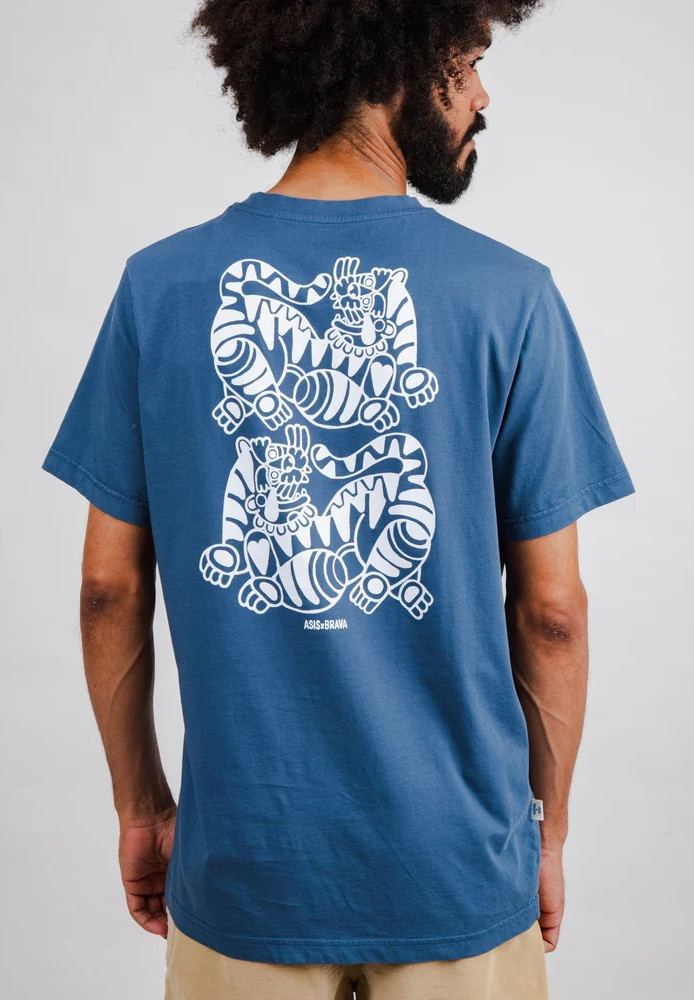 Asis Percales Tigris Regular T-Shirt Blue - Brava Fabrics - HERREN | T-Shirts | Print-T-Shirts