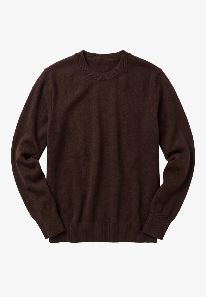Merino crew neck sweater Chocolate Torte - Knowledge Cotton Apparel - HERREN | Pullover & Cardigans