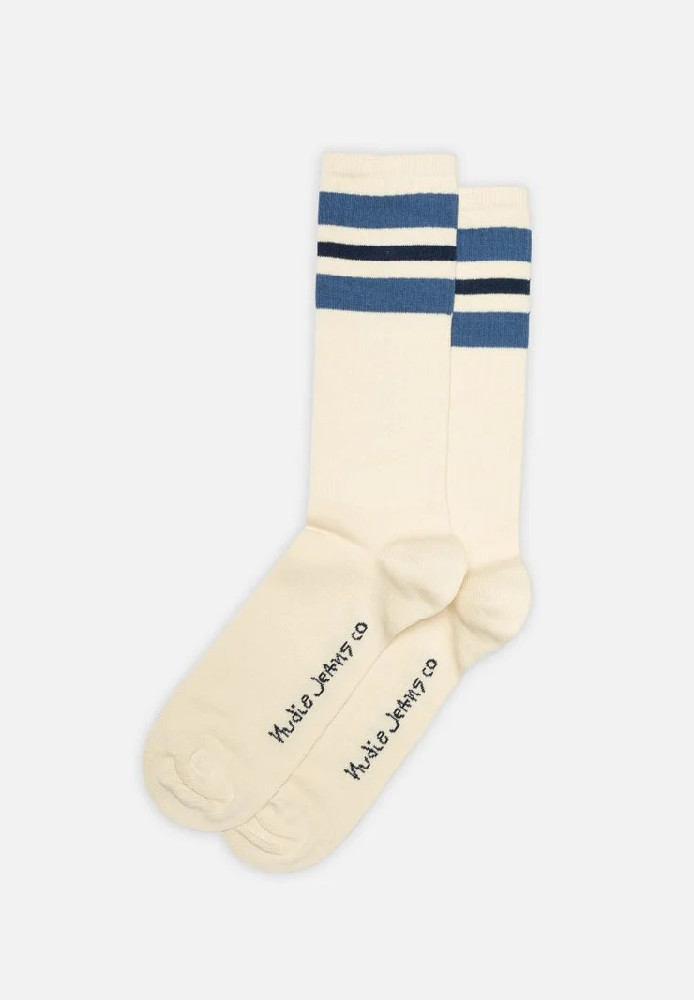 Amundsson Sport Socks Offwhite/Blue - Nudie Jeans - NEU