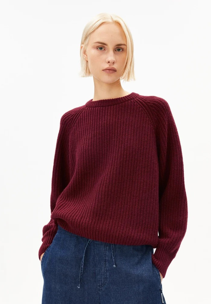 RIB KNIT SWEATER velvet red - ARMEDANGELS - NEU