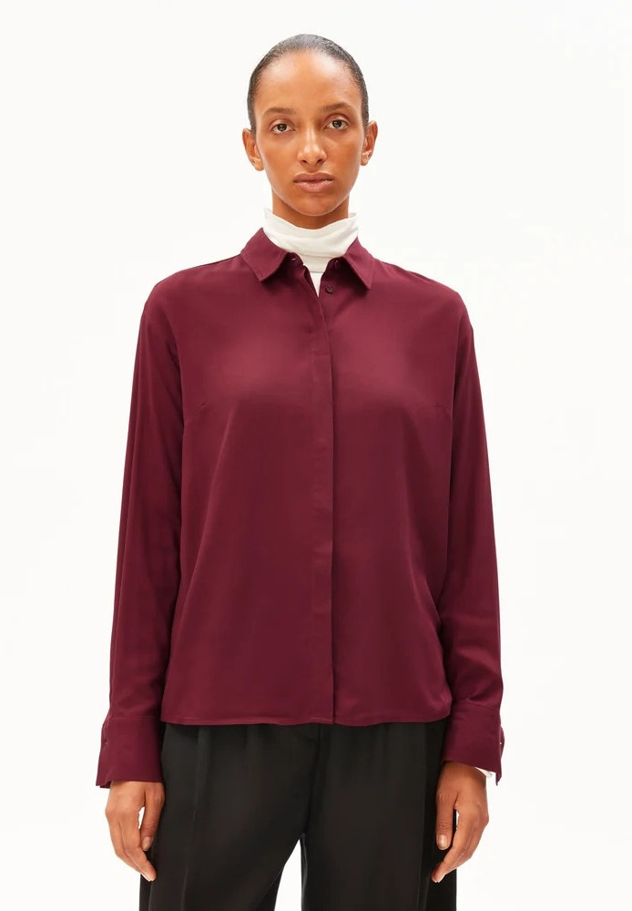 LARISAANA LONGSLEEVE BLOUSE velvet red - ARMEDANGELS - NEU