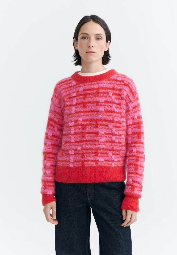 RED PINK CANDELA KNITTED SWEATER - THINKING MU - NEU
