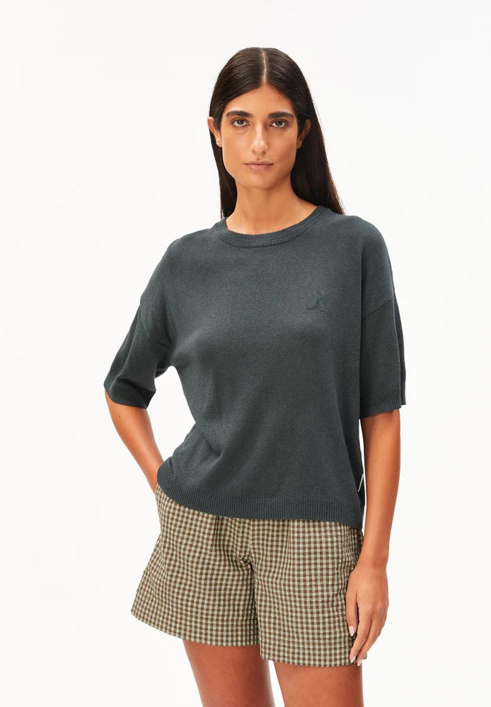 S SL LINEN BLEND KNIT SWEATER space steel - ARMEDANGELS - NEU