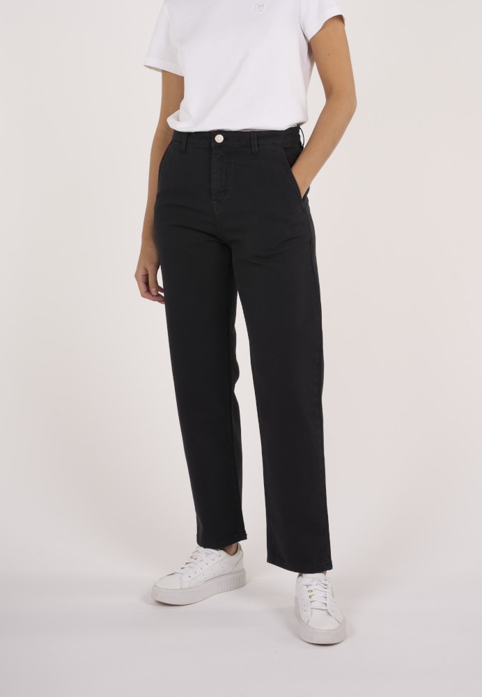 CALLA tapered canvas pant Black Jet - Knowledge Cotton Apparel - MARKEN | Knowledge Cotton Apparel