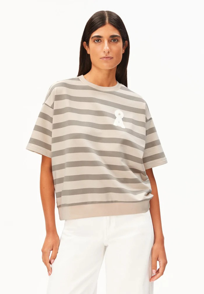 BAMIKAA STRIPE SWEAT undyed-seal grey - ARMEDANGELS - NEU