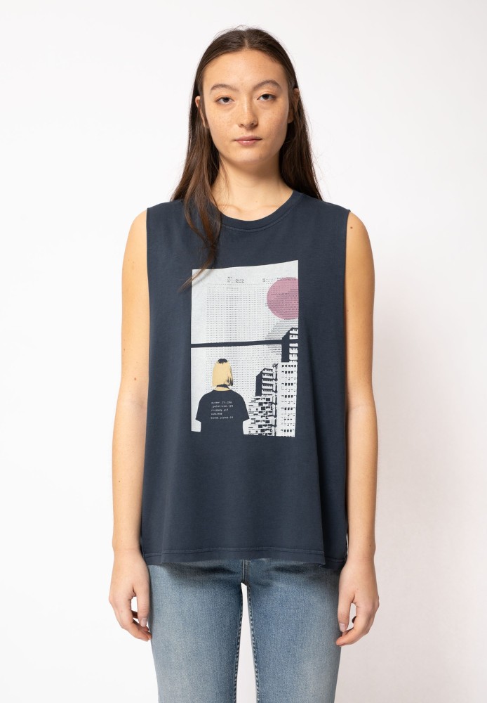 Louise Sleeveless Window Navy - Nudie Jeans - DAMEN | T-Shirts | Print-T-Shirts