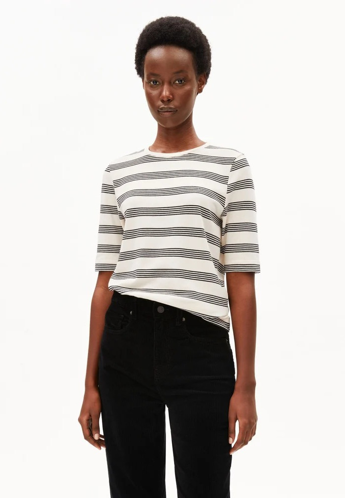 JAANISARA FINE STRIPE T-SHIRT oatmilk-black - ARMEDANGELS - NEU