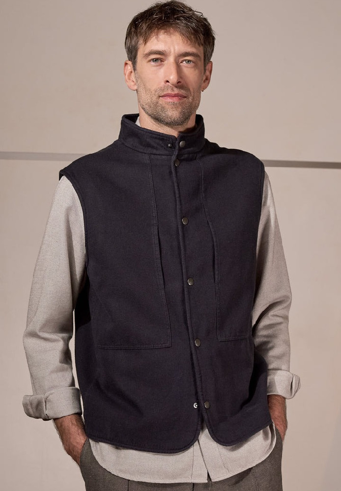 WENDEL vest flannel black - About Companions - HERREN | NEW IN