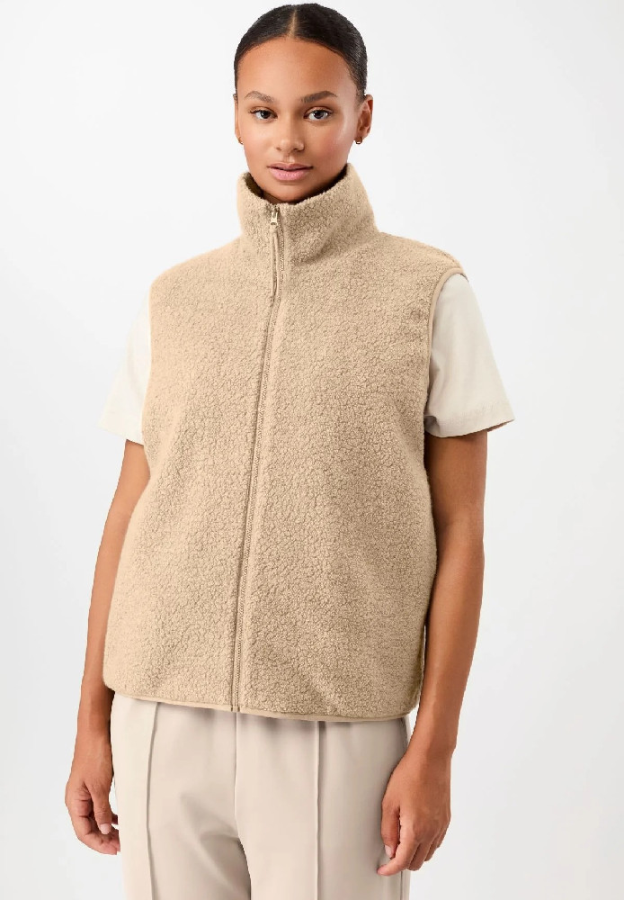 Weste mit Stehkragen aus Woll- Fleece limestone - LangerChen - NEU