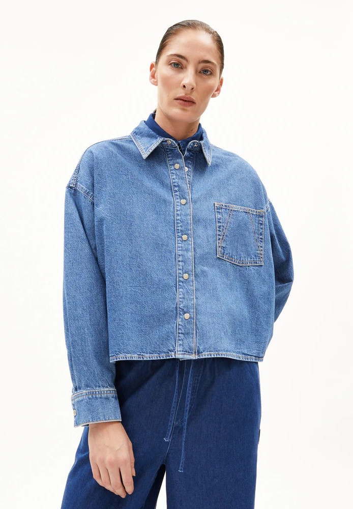 NALAANI DENIM BLOUSE sea foam - ARMEDANGELS - NEU
