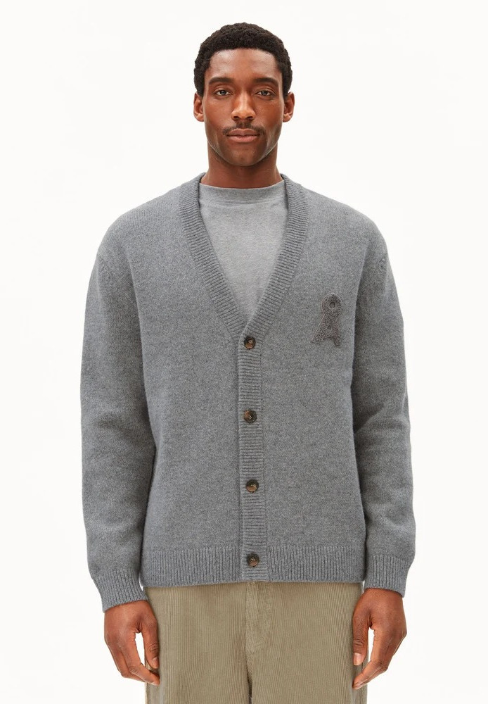 REC WOOL KNIT JACKET mid silver melange - ARMEDANGELS - HERREN | Pullover & Cardigans