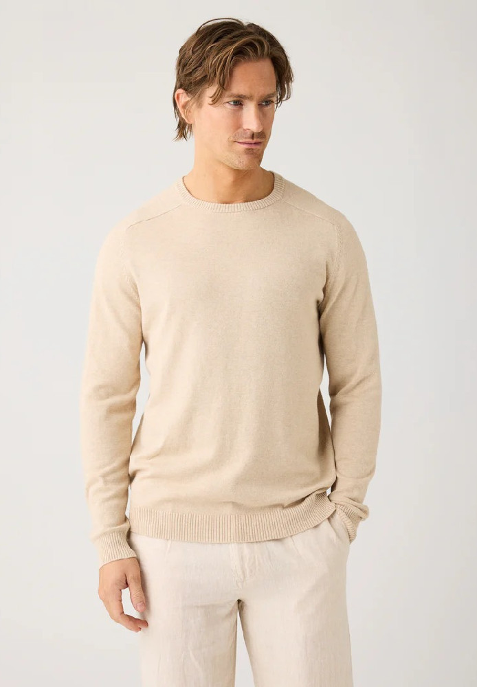 Cashmere crew neck sweater Light feather gray - Knowledge Cotton Apparel - HERREN | Pullover & Cardigans