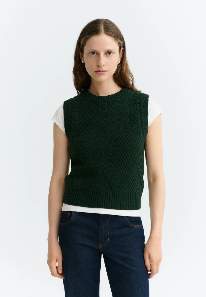 GREEN KAIA KNITTED VEST - THINKING MU - NEU