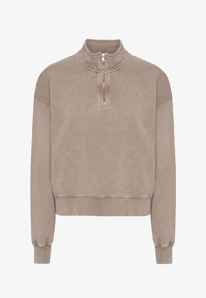 Women Organic Quarter Zip Faded Khaki - COLORFUL STANDARD - DAMEN | Sweats & Hoodies