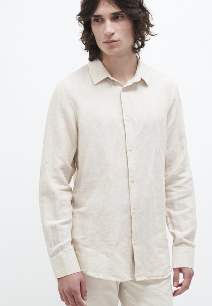 Nico Shirt Off White Melange - Kuyichi - HERREN | Hemden & Polos