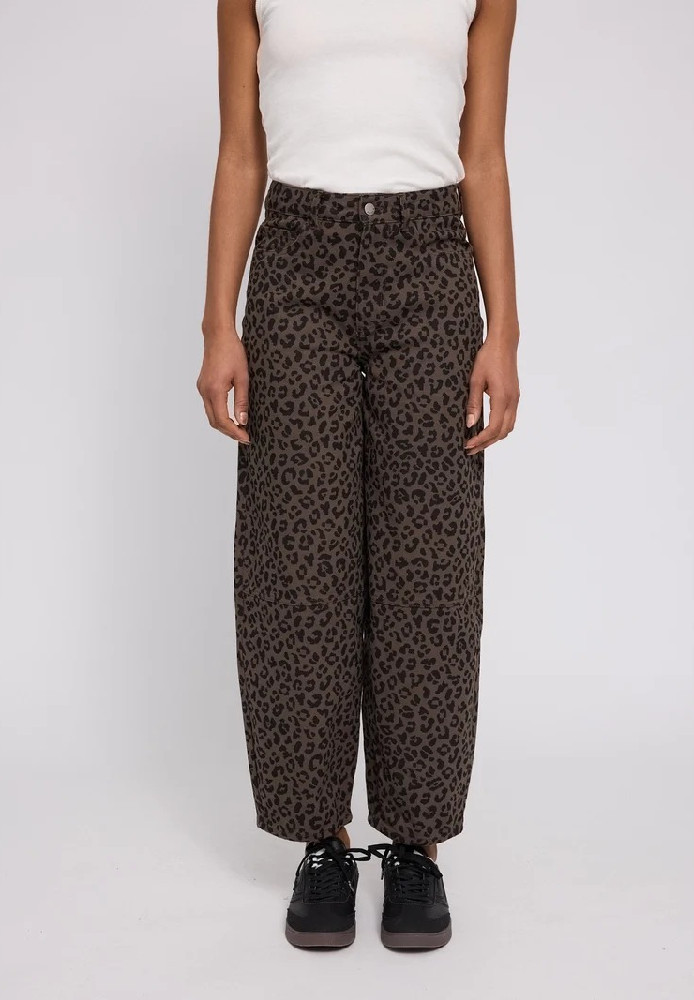 Printed Barrel Leg Denim Pants (Damen) chocolate brown/printed - MAZINE - NEU