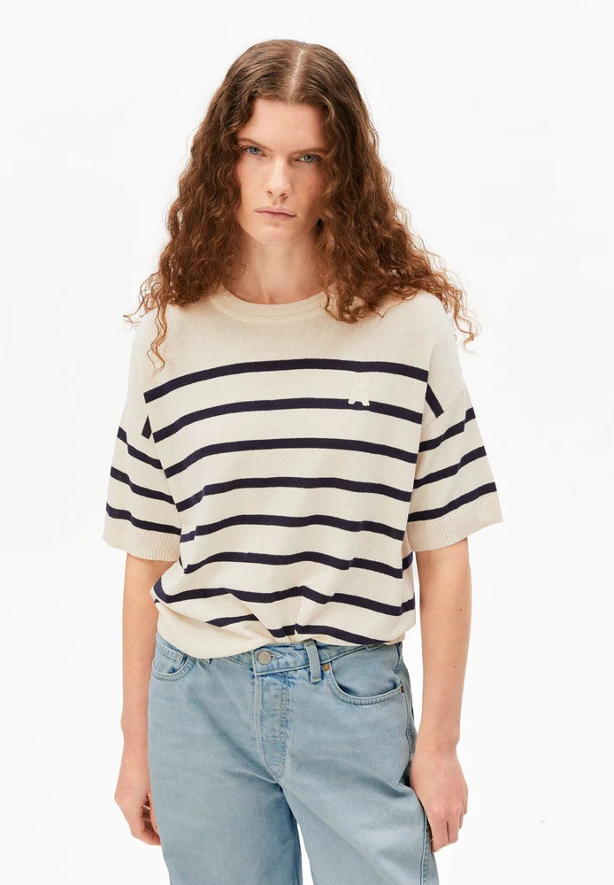 STRIPE LINEN BLEND SWEATER undyed-tinted navy - ARMEDANGELS - NEU