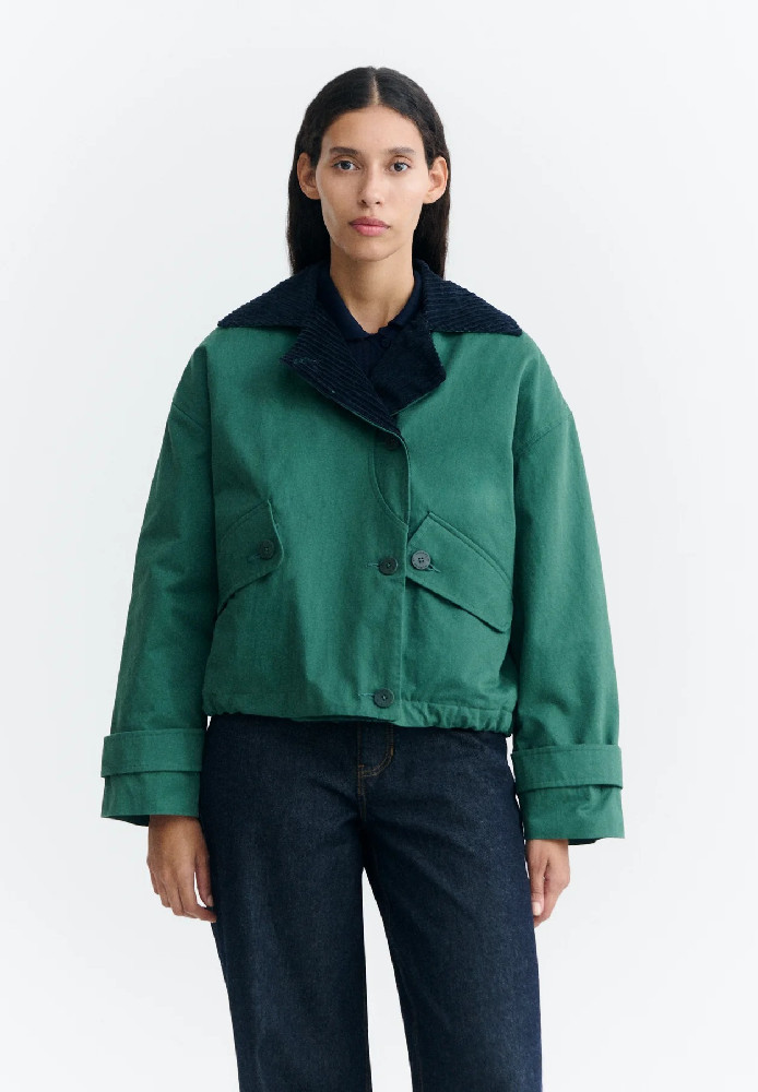 DARK GREEN AND NAVY NORMA JACKET - THINKING MU - NEU