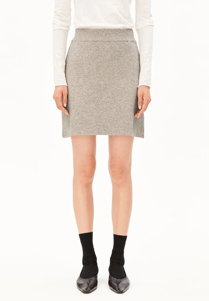 COTTON-WOOL MINI KNIT SKIRT dark honey melange - ARMEDANGELS - NEU