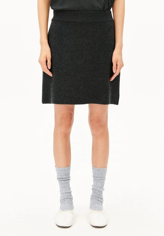 COTTON-WOOL MINI KNIT SKIRT steel melange - ARMEDANGELS - NEU