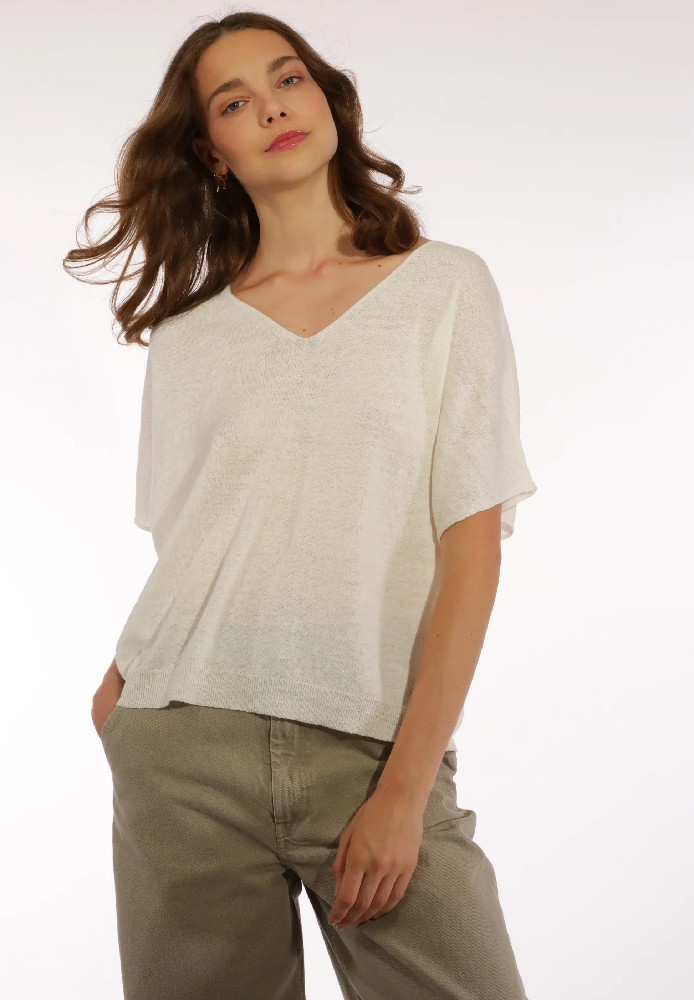 GISELE LOOSE SWEATER OFF WHITE - Les Racines du Ciel - DAMEN | SALE